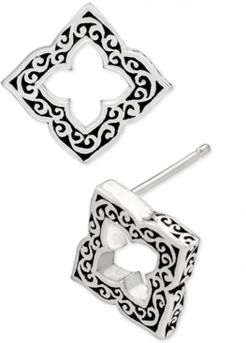 Filigree Cut-Out Stud Earrings in Sterling Silver