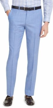 Modern-Fit Light Blue Solid Wool Suit Pants