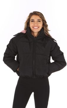 Contrast Lining Hooded Puffer Coat