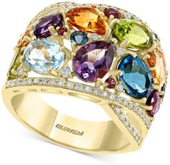 Effy Multi-Gemstone (7-1/4 ct. t.w.) & Diamond (1/3 ct. t.w.) Statement Ring in 14k Gold