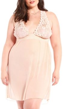 Plus Size Chloe Halter Babydoll Chemise Nightgown, Online Only