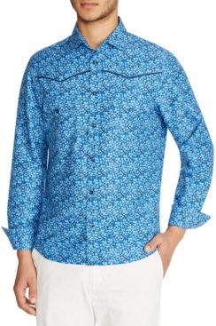 Slim-Fit Western Floral Shirt and a Free Face Mask With Purchase