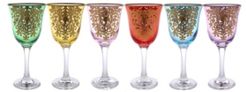 Water Glass with 14K Gold Design, Set of 6