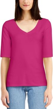 Cotton Elbow-Sleeve T-Shirt, Created for Macy's