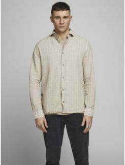 Plain Cotton Linen Blend Shirt