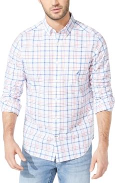 Classic-Fit Stretch Plaid Shirt