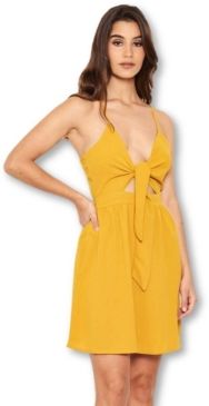 Mustard Knot Front Skater Dress