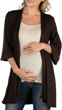 Open Front Elbow Length Sleeve Maternity Cardigan