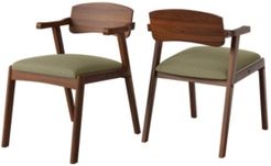 Millie Mid Century Modern Cherry Dining Arm Chair with Wood Seat Back Set of 2