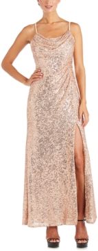 Sequinned Cowlneck Gown