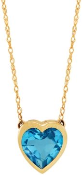 Gemstone Bezel Heart 18" Pendant Necklace in 10k Gold