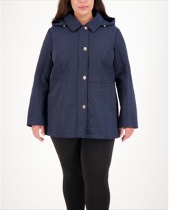 Plus Size Hooded Water-Resistant Quilted Coat