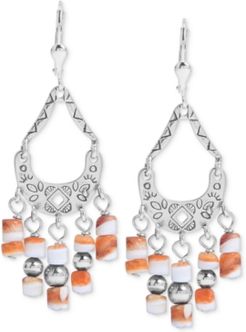 Orange Spiny Chandelier Drop Earrings in Sterling Silver