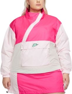 Plus Size Zipper Anorak Jacket