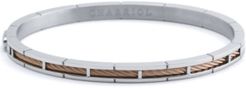 Cable Inlay Bangle Bracelet in Stainless Steel & 18k Rose Gold-Plate