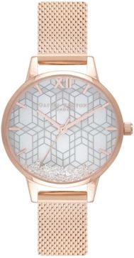 Ice Queen Rose Gold-Tone Stainless Steel Mesh Bracelet Watch 30mm