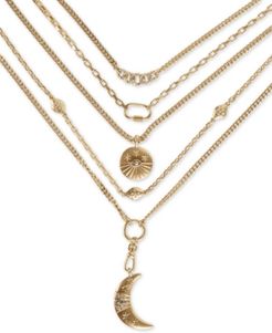 Gold-Tone Crystal & Stone Celestial-Charm Convertible Layered Pendant Necklace, 17-1/2" + 2" extender