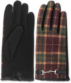 Inc Horse-Bit-Buckle Plaid Gloves, Created for Macy's