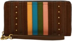 Logan Stripe Leather Zip Around Wallet Wristlet