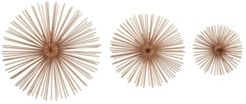 Contemporary Style 3D Round Metal Starburst Wall Decor Sculptures, Set of 3