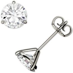 Moissanite Three Prong Stud Earrings (1-5/8 ct. t.w. Dew) in 14k White Gold