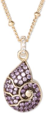 Cubic Zirconia The Little Mermaid Ursula Shell 18" Pendant Necklace in 18k Gold-Plated Sterling Silver