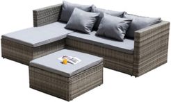 Outdoor Patio Garden Contemporary Sectional Sofa with Cushion and Ottoman and Coffee Table