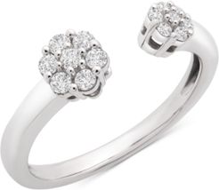 Diamond Flower Cluster Cuff Ring (1/4 ct. t.w.) in 14k White Gold, Created for Macy's