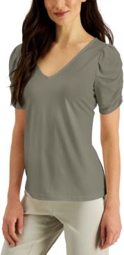 Ruched-Sleeve Top
