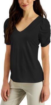 Ruched-Sleeve Top