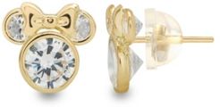 Children's Cubic Zirconia Minnie Mouse Stud Earrings in 14k Gold