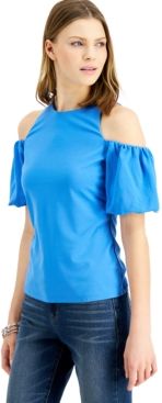 Inc Cold-Shoulder Balloon-Sleeve Top, Created for Macy's