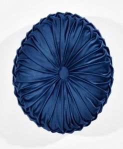 Round Pleated Soft Velvet Decorative Single Pillow, 15"