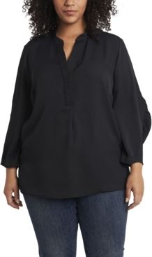 Plus Size Ruched Sleeve Henley