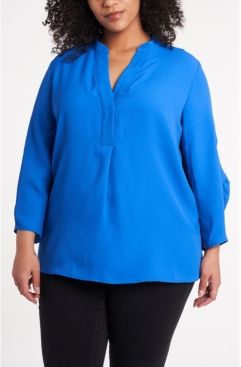 Plus Size Ruched Sleeve Henley