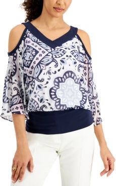 Printed Cold Shoulder Top, Created for Macy's