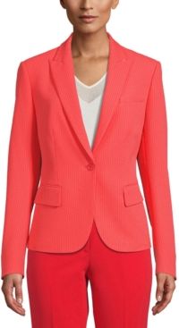 Pinstriped Single-Button Blazer