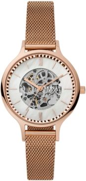 Automatic Anita Rose Gold-Tone Stainless Steel Mesh Bracelet Watch 36mm