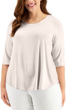 Plus Size Satin-Trim T-Shirt, Created for Macy's
