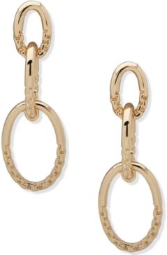 Gold-Tone Textured Chain-Link Drop Earrings