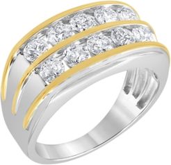 Diamond Double Row Ring (2 ct. t.w.) in 10k Gold & White Gold