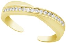 Cubic Zirconia Crossover Toe ring in Gold Plate or Fine Silver Plate