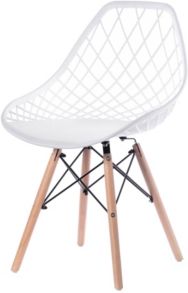 Mid-Century Modern Style Plastic Dsw Shell Dining Chair with Lattice Back and Wooden Dowel Eiffel Legs