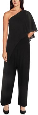 Papell Studio by Adrianna Papell One-Shoulder Overlay Jumpsuit