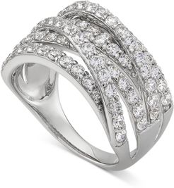 Cubic Zirconia Multirow Statement Ring in Sterling Silver