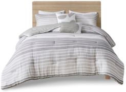 Hayes Full/Queen Woven Stripe Cotton Gauze Comforter, Set of 5 Bedding