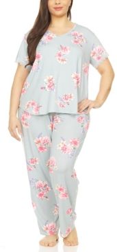 Annette Printed Plus Size Pajama Set, 2 Piece