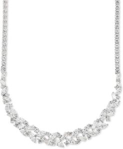 Cubic Zirconia 18" Statement Necklace in Sterling Silver