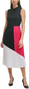 Colorblocked Pleated Dress