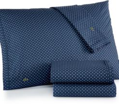 Lacoste Printed Cotton Percale King Sheet Set Bedding